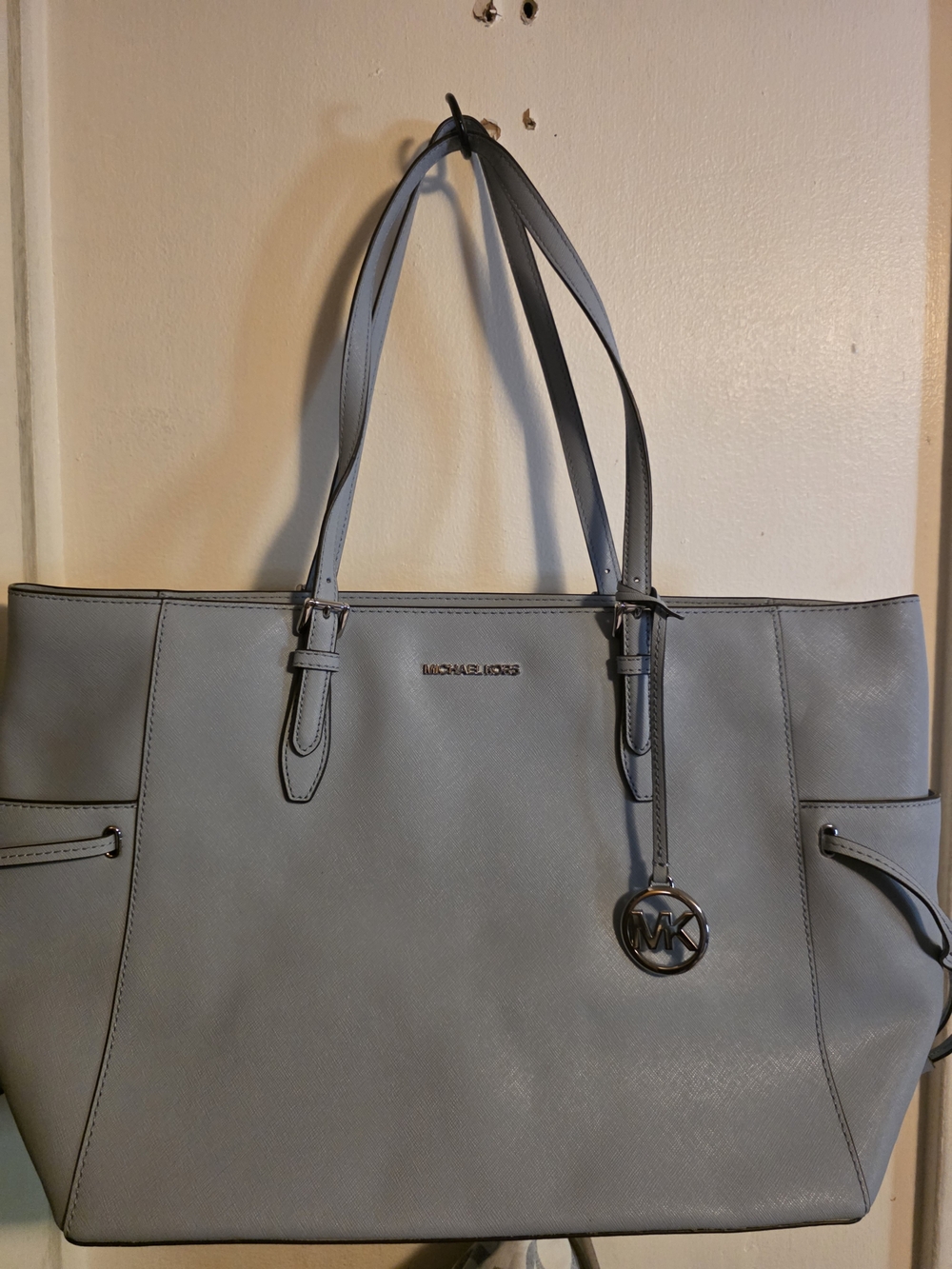 Michael Kors Light Blue Tote with MK Charm